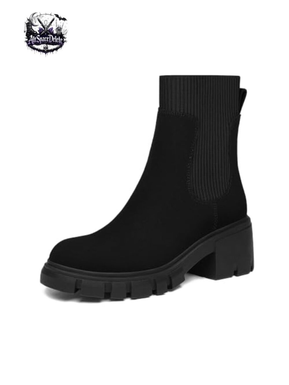 Women's Chunky Platform Chelsea Ankle Boots Suede Sock Lining